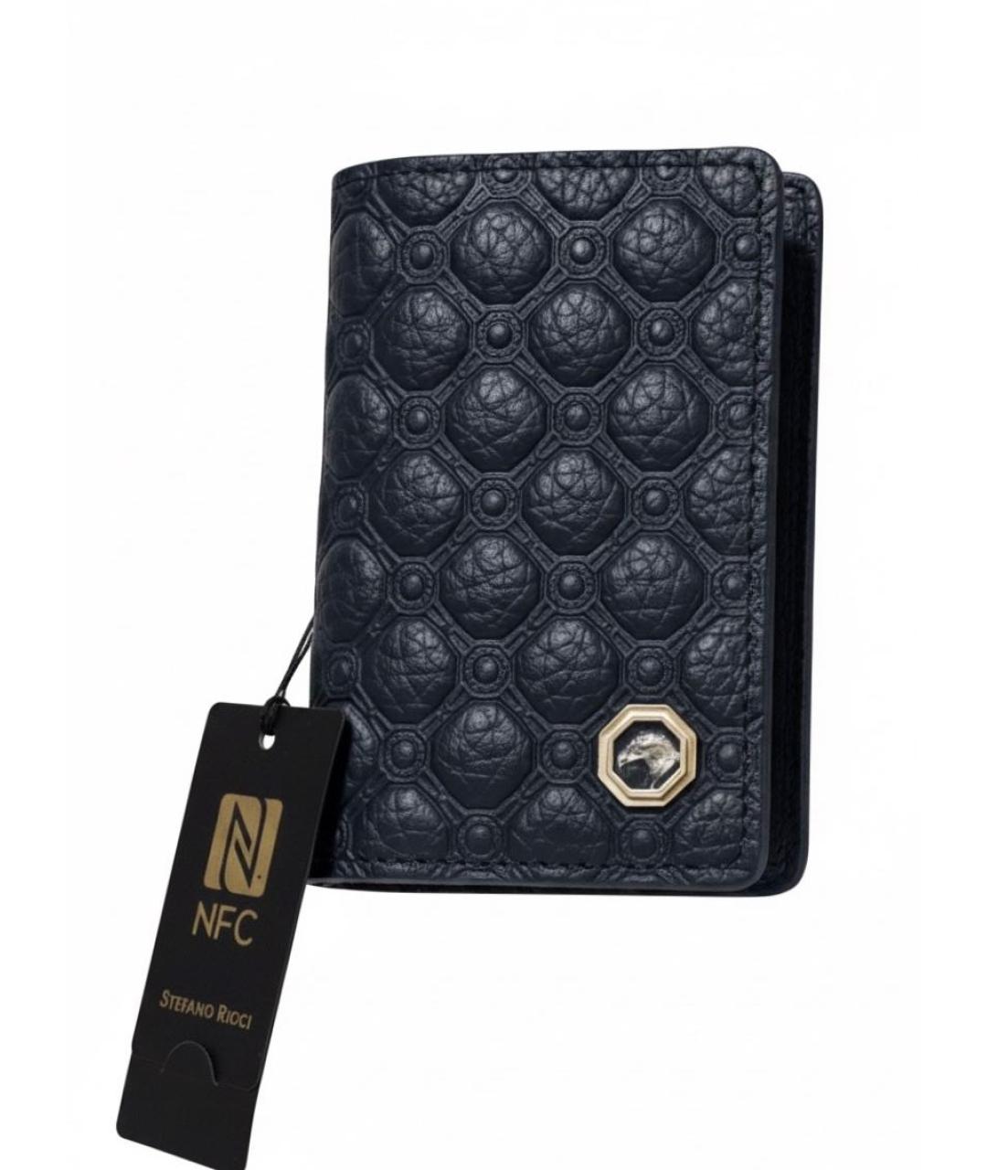 STEFANO RICCI Темно-синий кожаный кардхолдер, фото 9