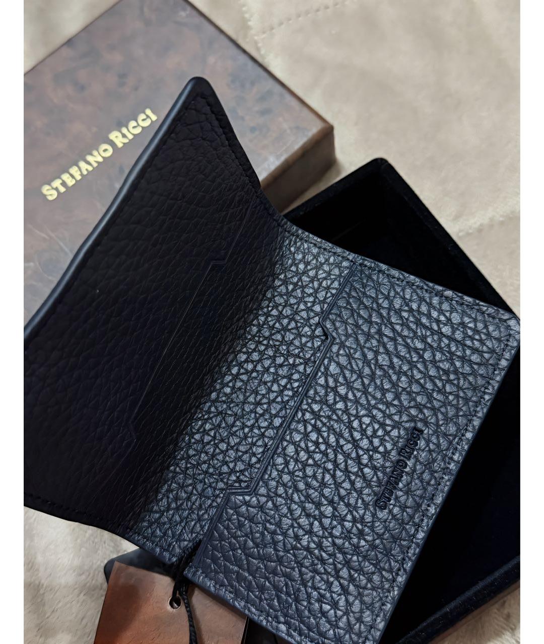 STEFANO RICCI Темно-синий кожаный кардхолдер, фото 3
