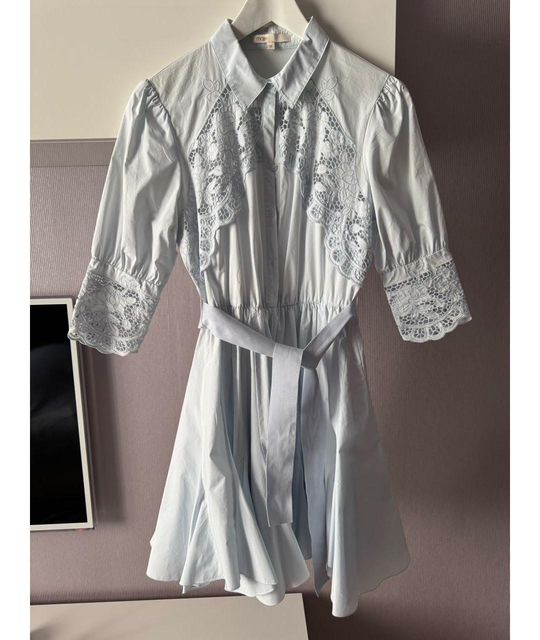 MAJE Голубое хлопковое повседневное платье, фото 6