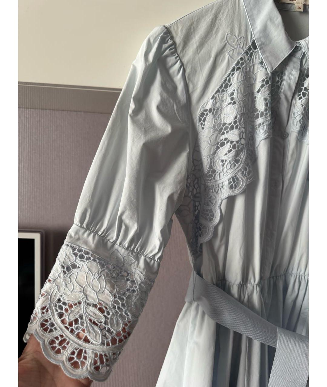 MAJE Голубое хлопковое повседневное платье, фото 4