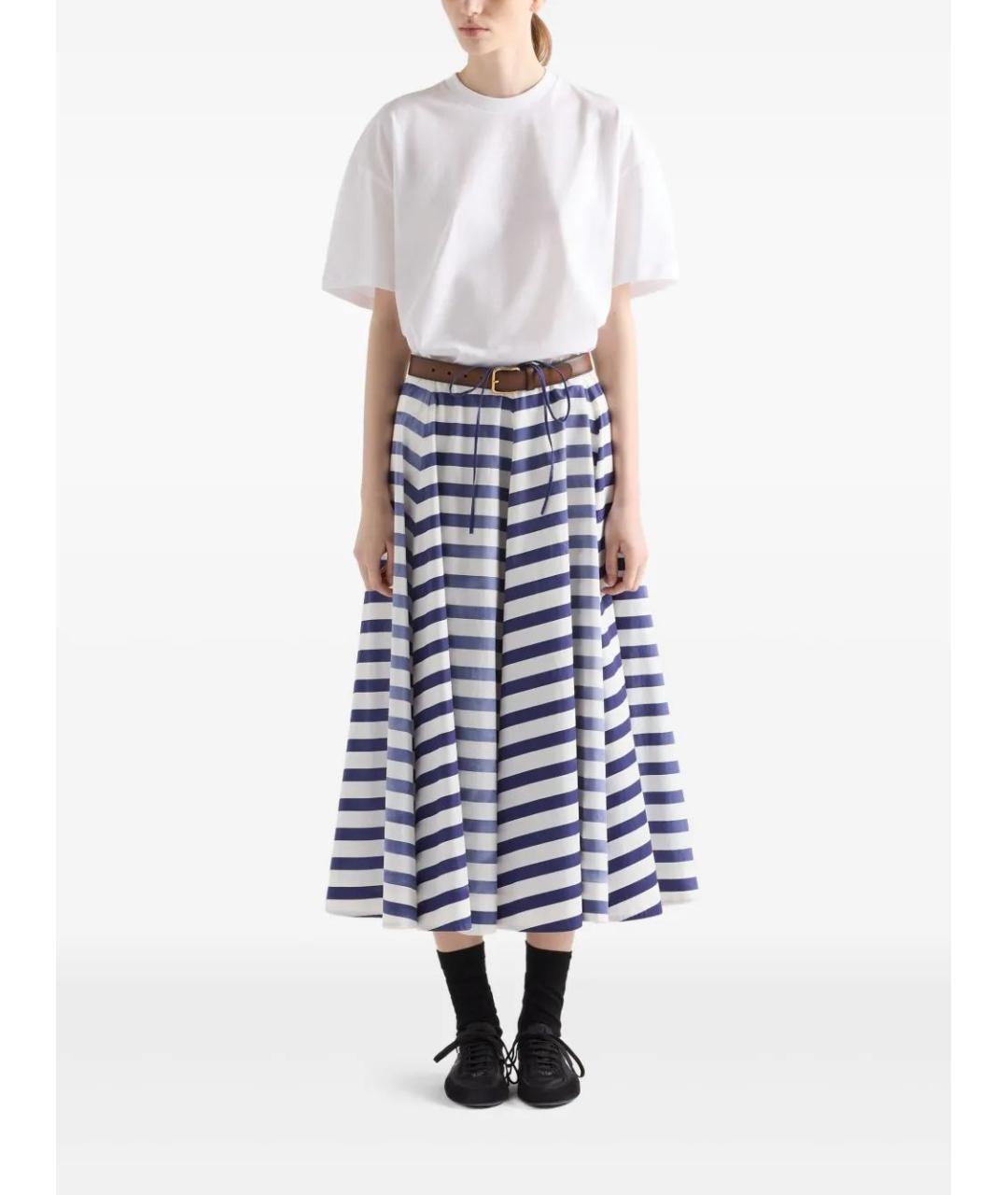 PRADA Синяя хлопковая юбка миди, фото 2