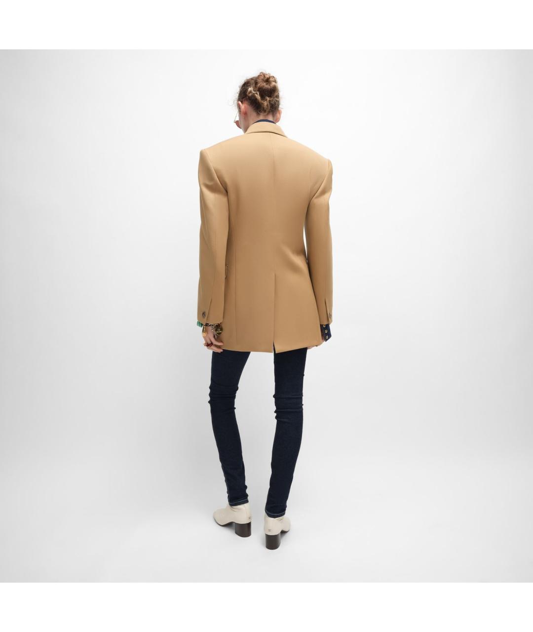 CELINE Бежевый шерстяной жакет/пиджак, фото 4