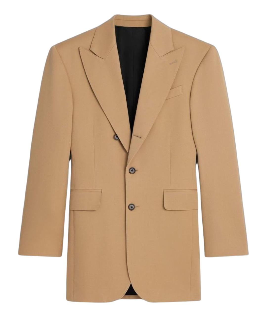 CELINE Бежевый шерстяной жакет/пиджак, фото 1