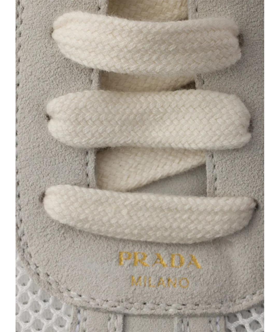 PRADA Бежевые замшевые кроссовки, фото 4