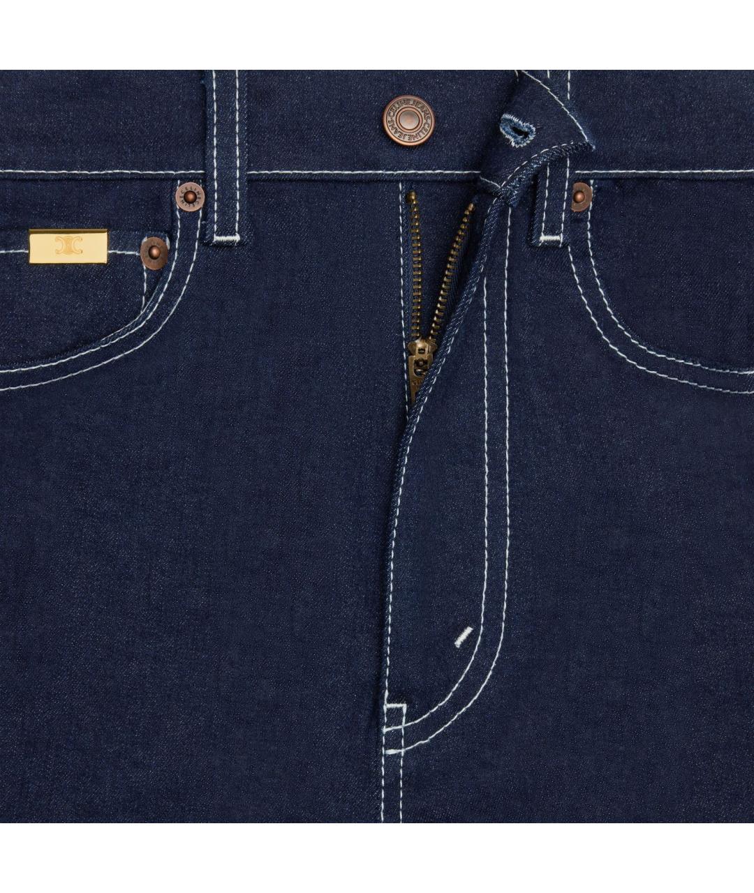 CELINE Темно-синие хлопковые джинсы слим, фото 4