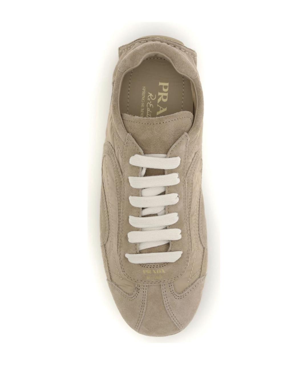 PRADA Бежевые кожаные кроссовки, фото 4