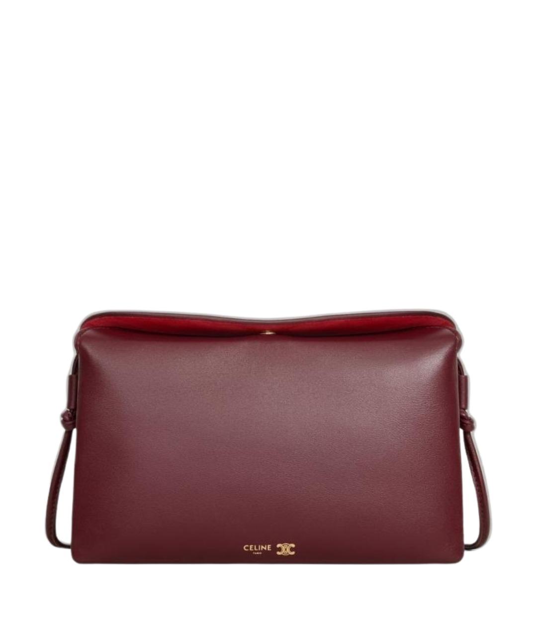 CELINE Бордовая кожаная сумка через плечо, фото 1