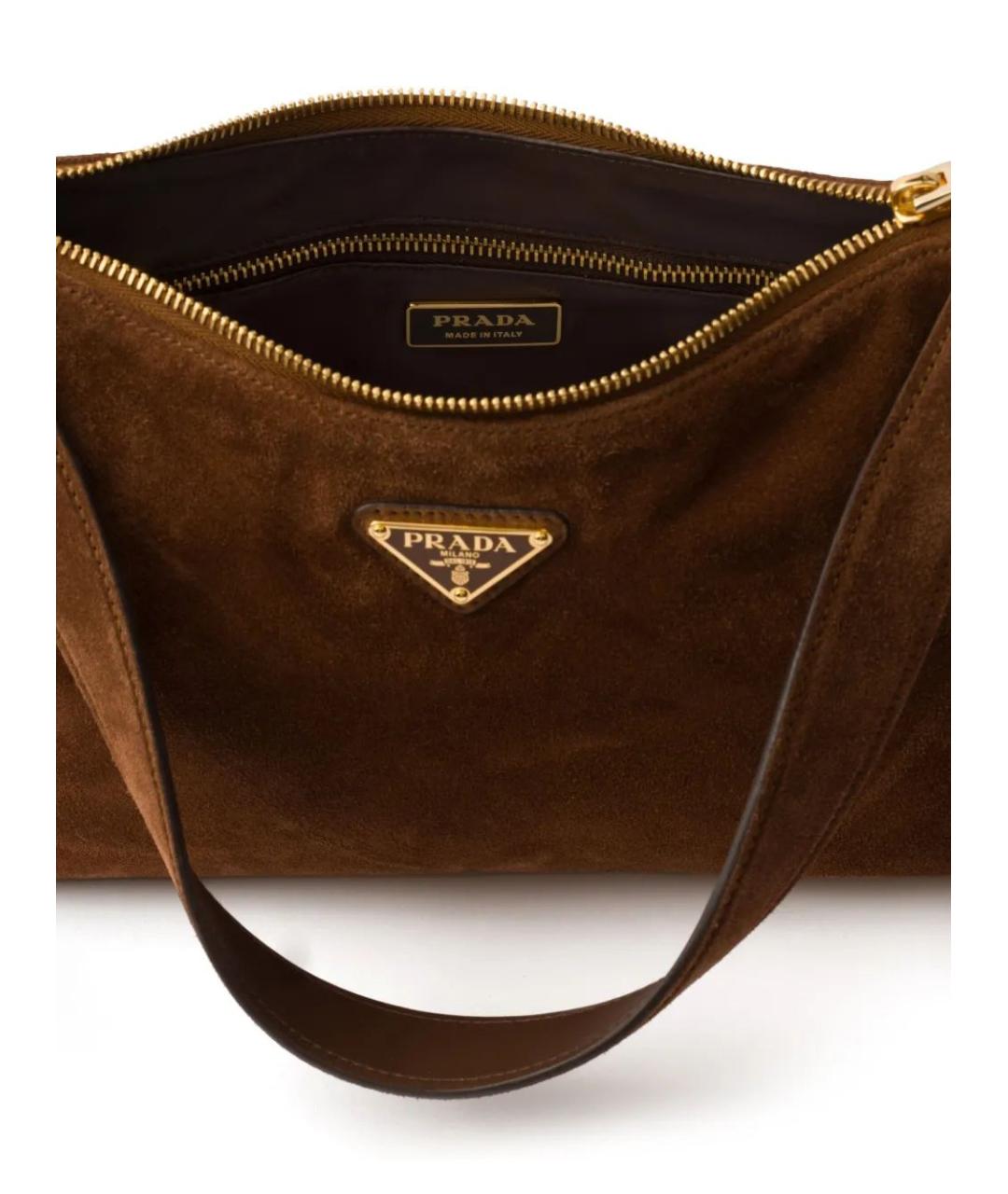 PRADA Коричневая замшевая сумка через плечо, фото 4