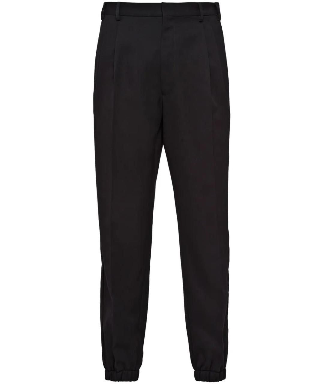 PRADA Черные шерстяные повседневные брюки, фото 1