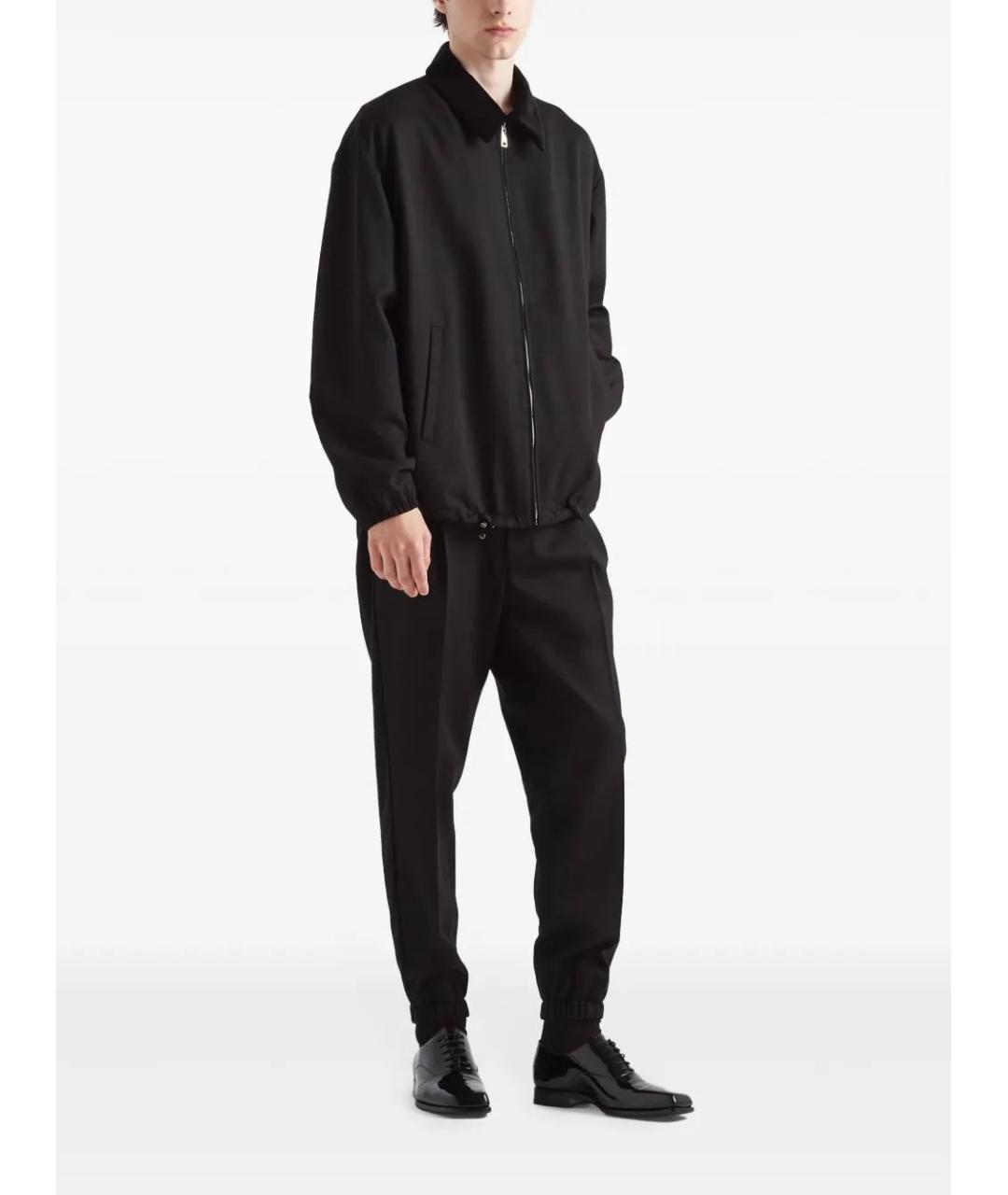 PRADA Черные шерстяные повседневные брюки, фото 2