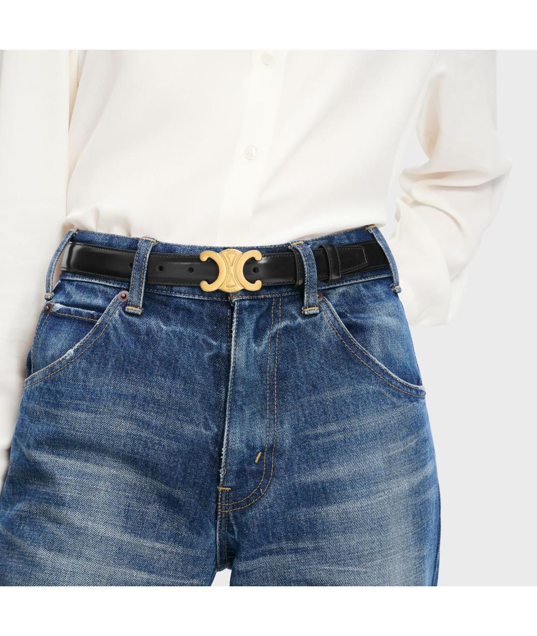 CELINE Черный кожаный ремень, фото 2