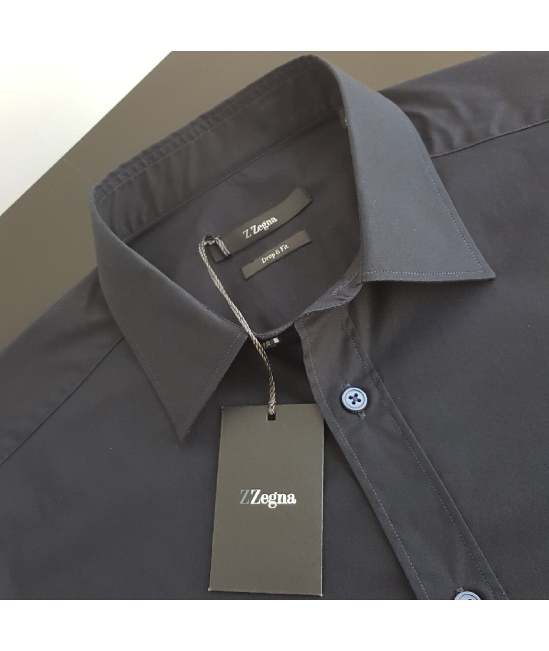 ZZEGNA Черная хлопковая классическая рубашка, фото 3