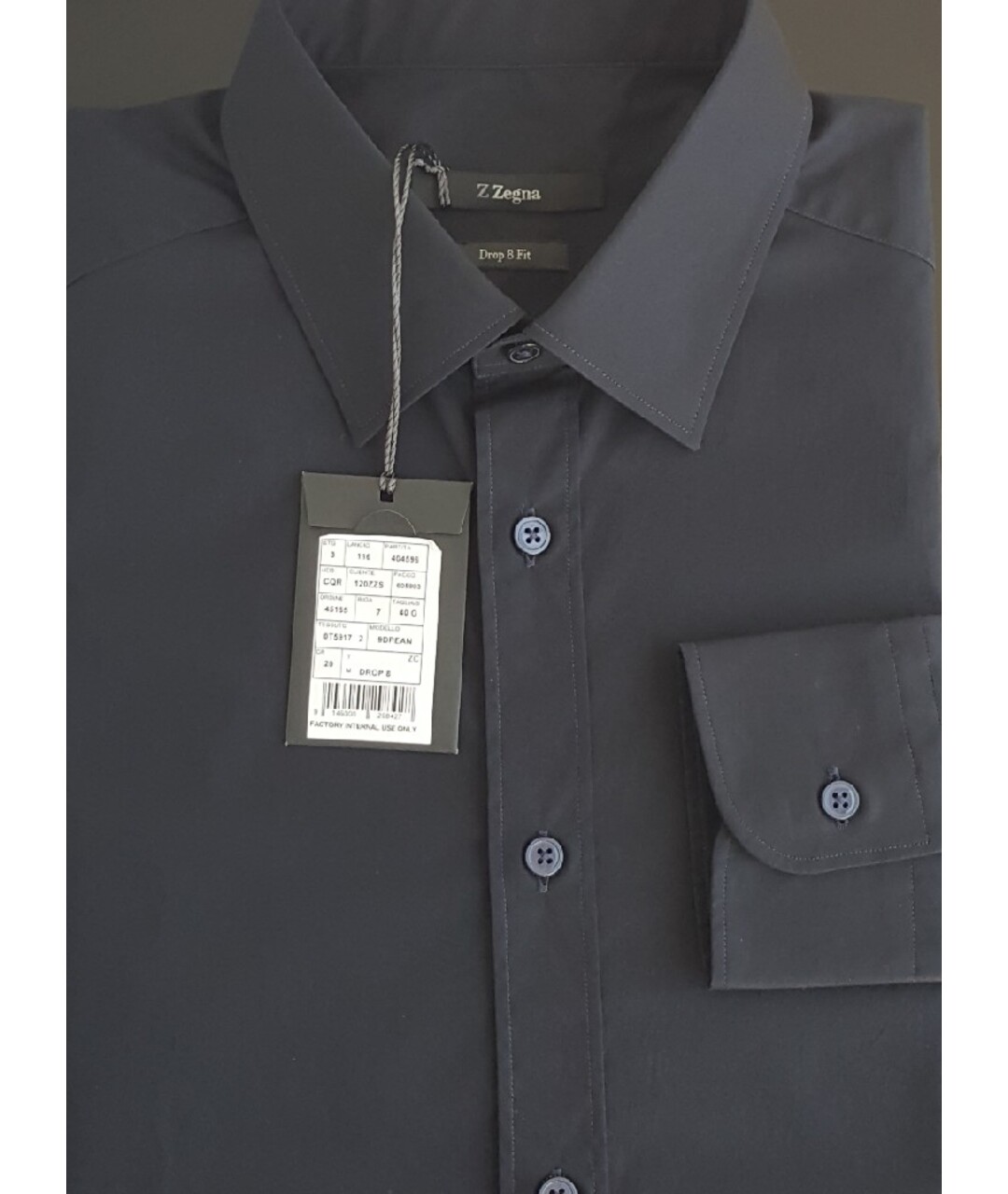 ZZEGNA Черная хлопковая классическая рубашка, фото 7