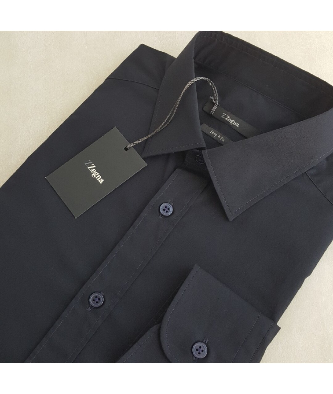 ZZEGNA Черная хлопковая классическая рубашка, фото 2