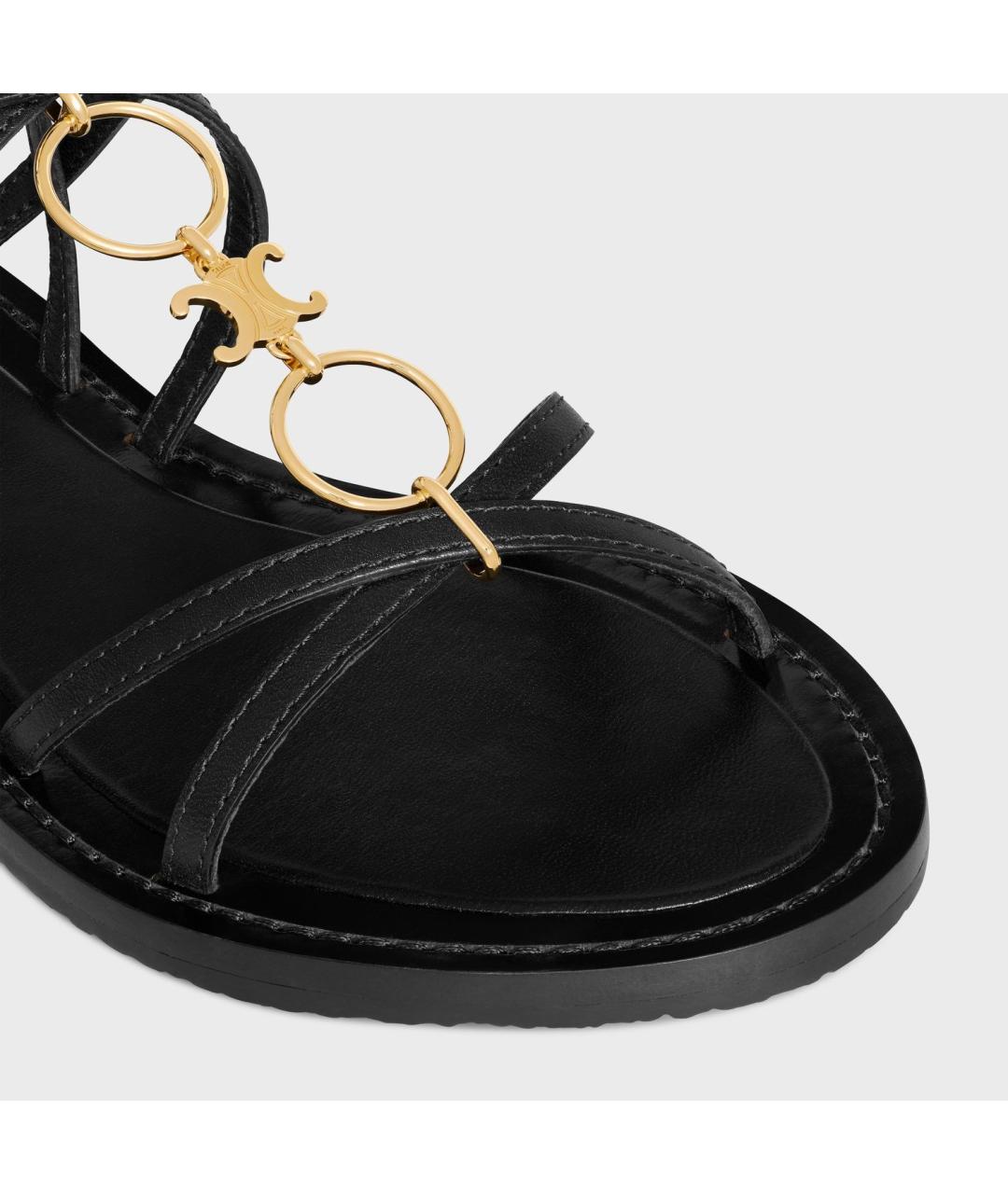 CELINE Черные кожаные босоножки, фото 4