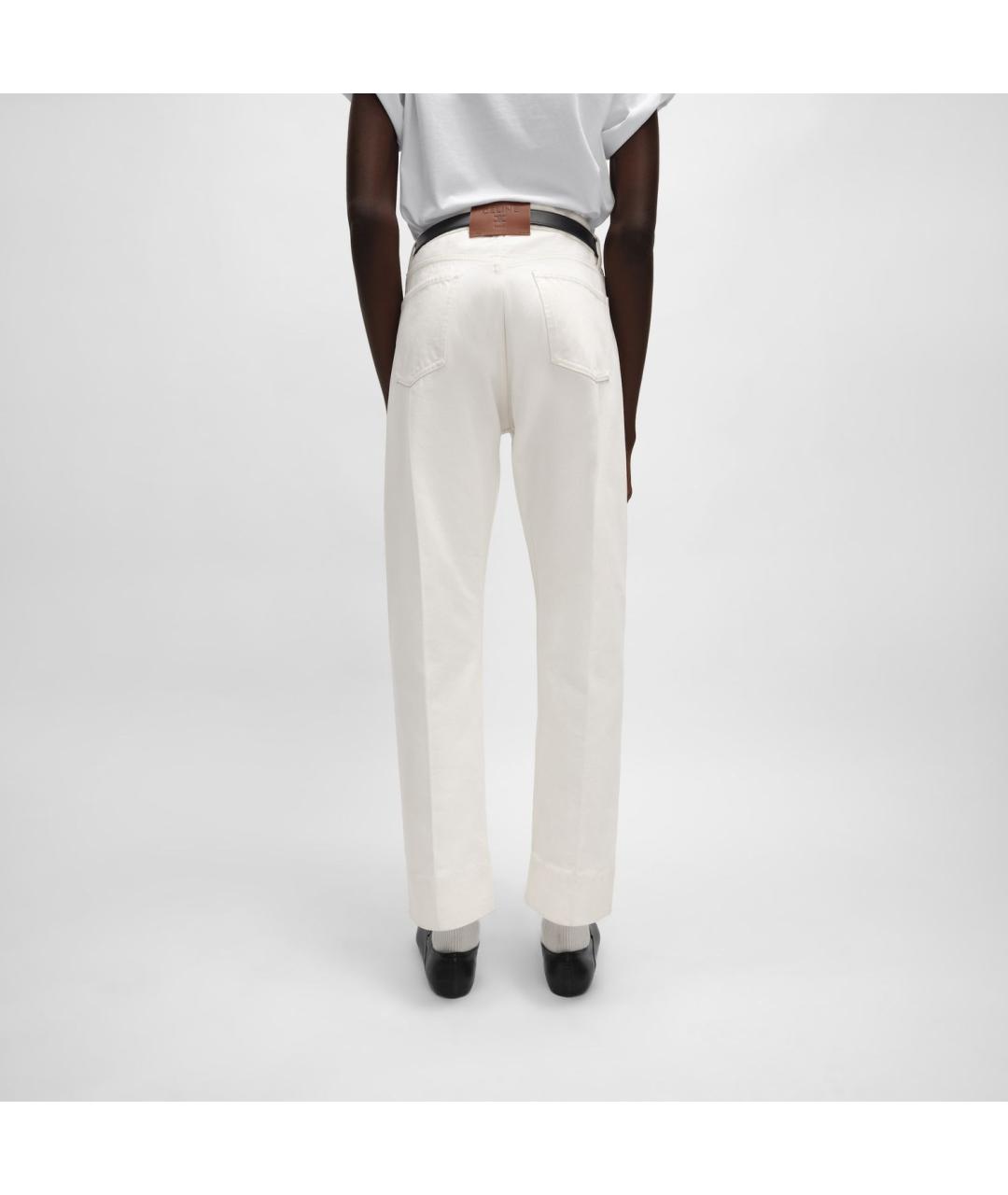 CELINE Белые хлопковые прямые джинсы, фото 4