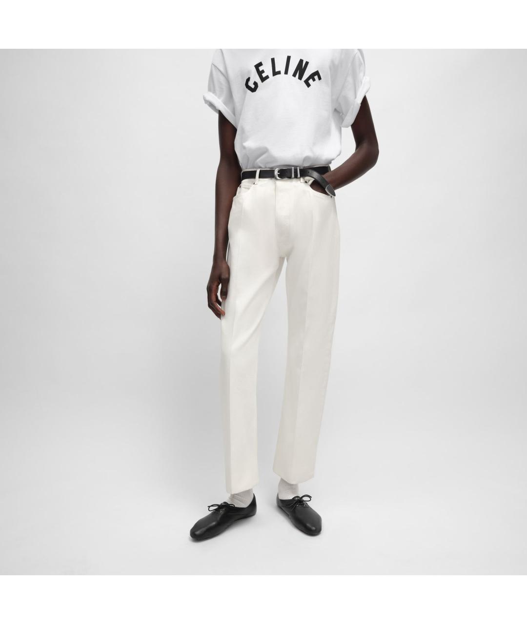 CELINE Белые хлопковые прямые джинсы, фото 2