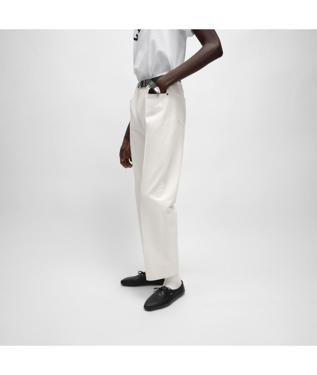 CELINE Белые хлопковые прямые джинсы, фото 3