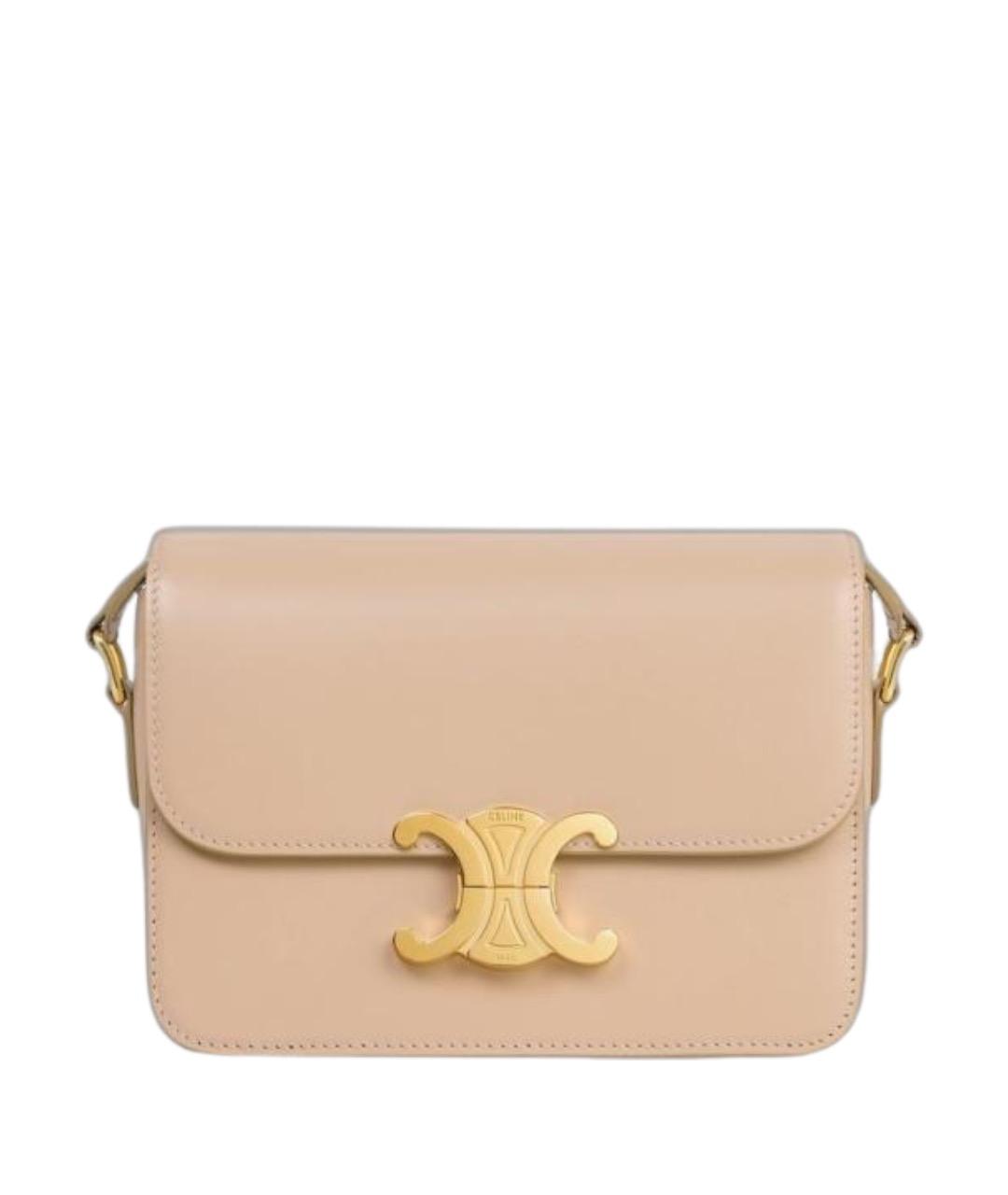 CELINE Бежевая кожаная сумка через плечо, фото 1