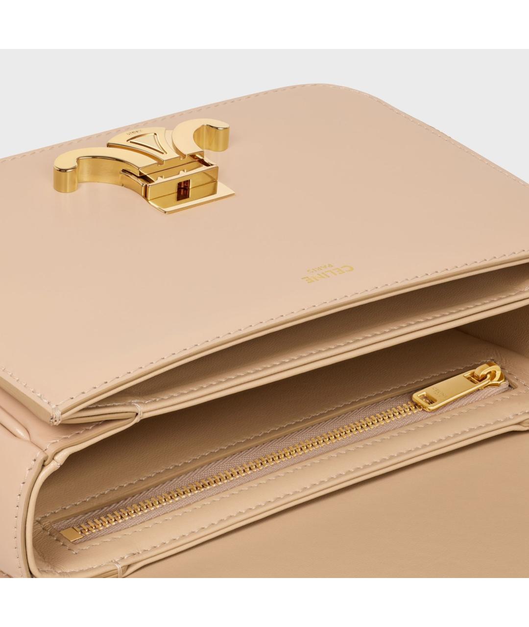 CELINE Бежевая кожаная сумка через плечо, фото 4