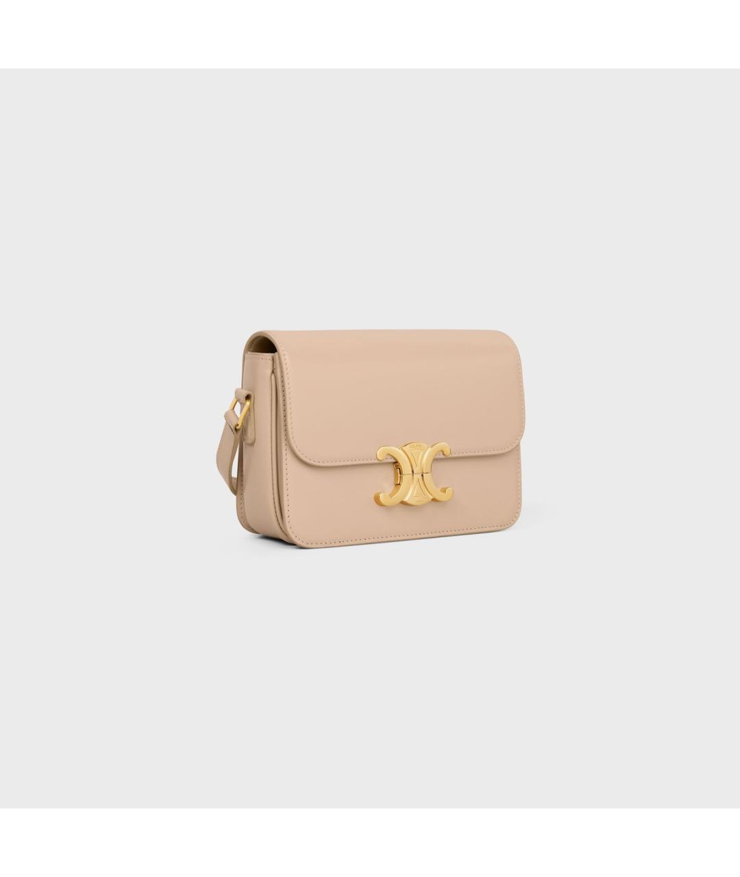 CELINE Бежевая кожаная сумка через плечо, фото 2