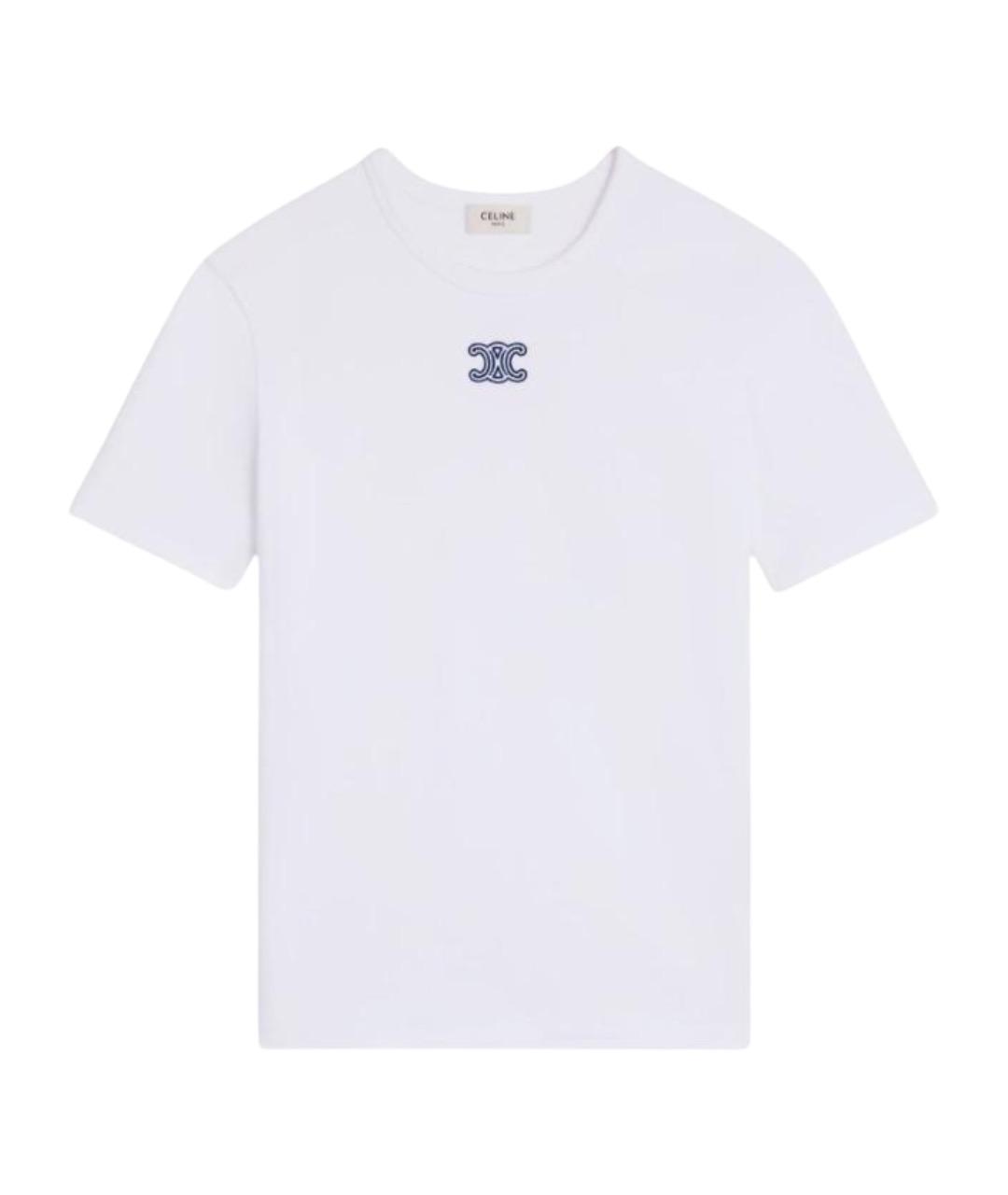 CELINE Белая хлопковая футболка, фото 1