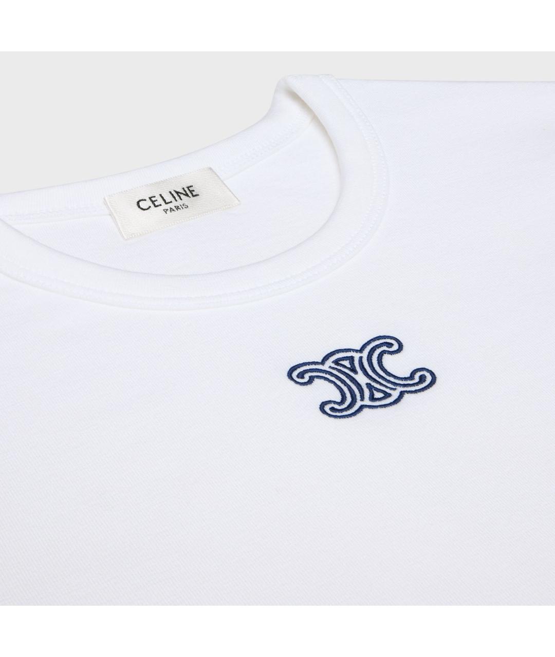 CELINE Белая хлопковая футболка, фото 3