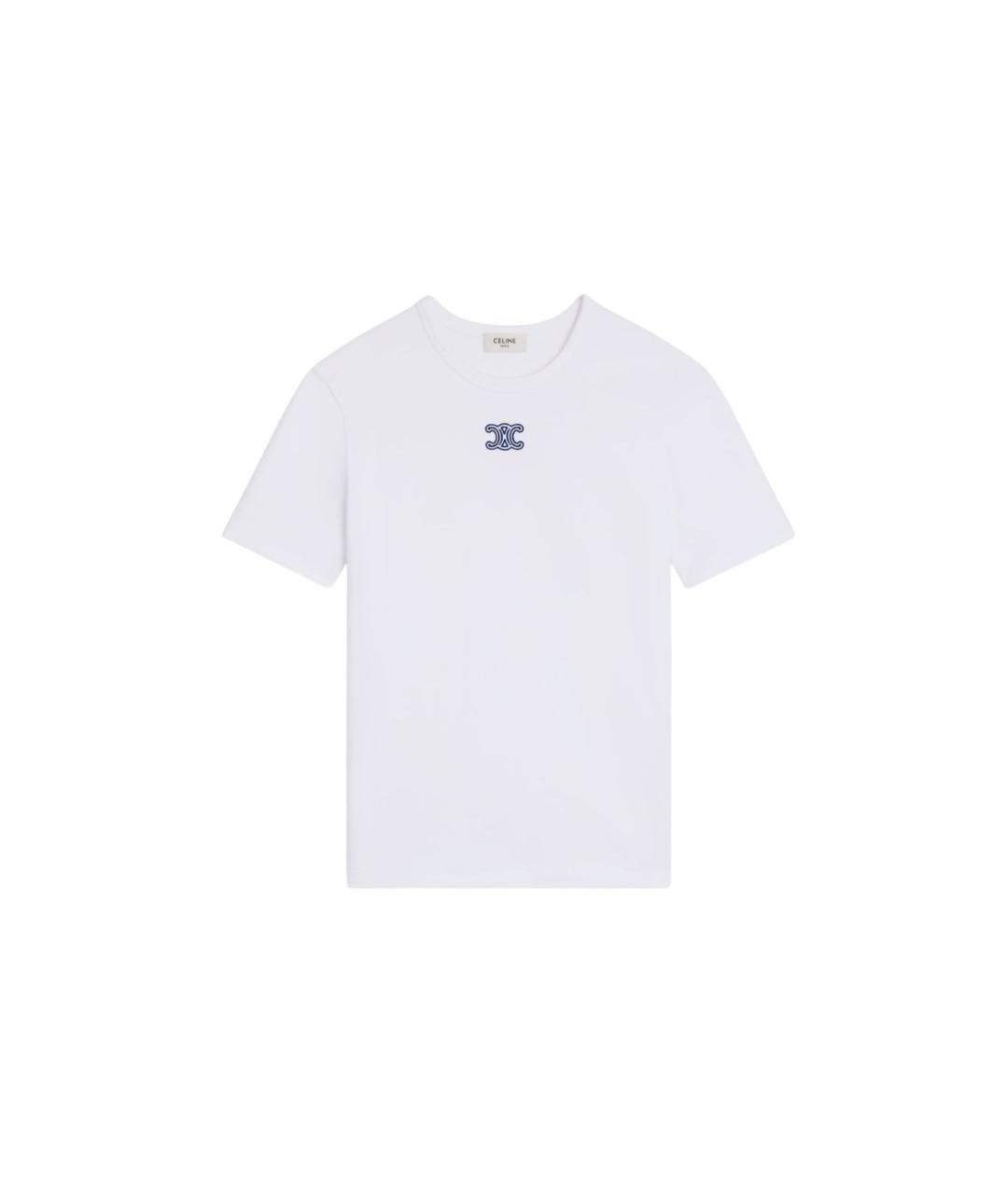 CELINE Белая хлопковая футболка, фото 4