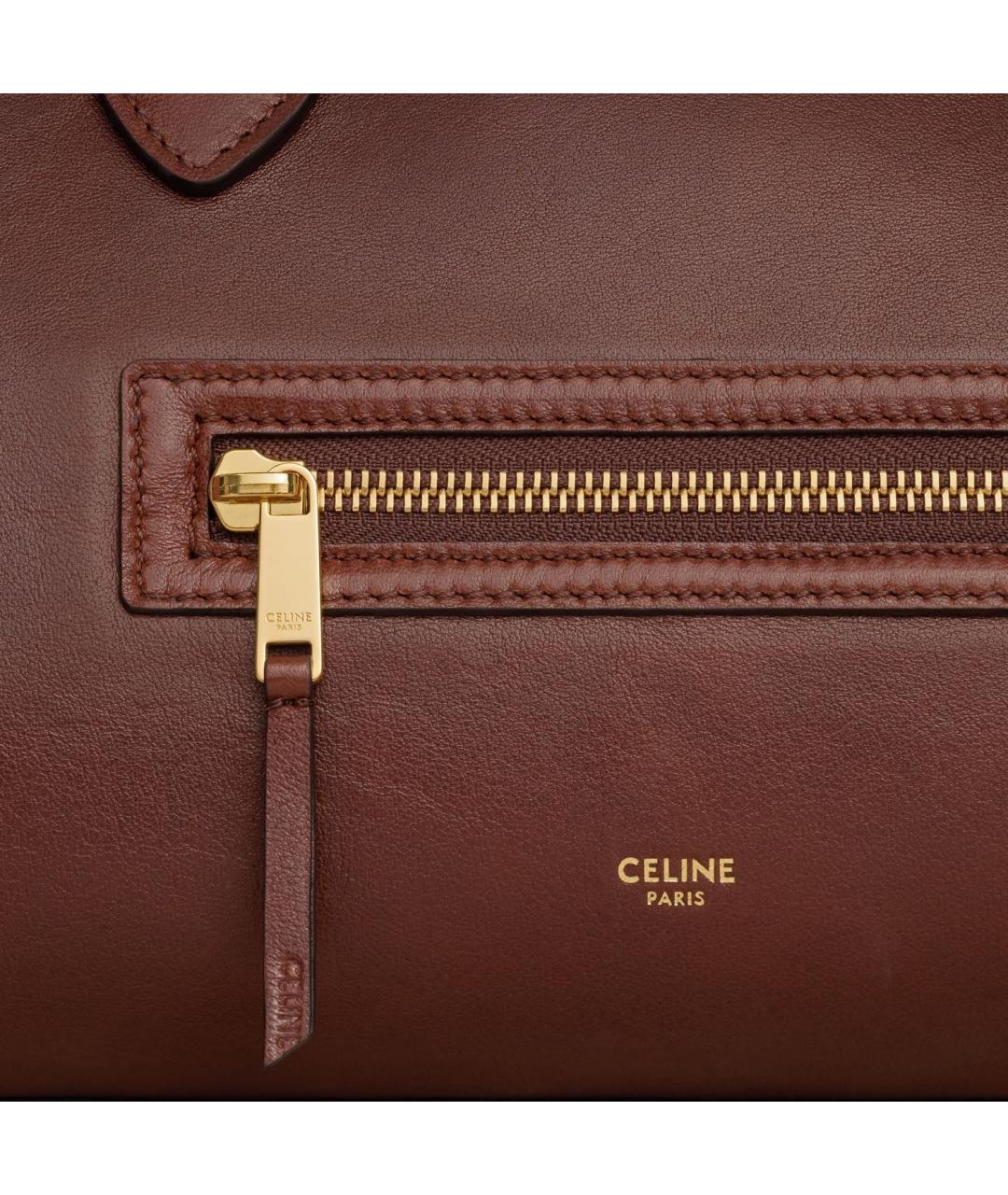 CELINE Коричневая кожаная сумка тоут, фото 5