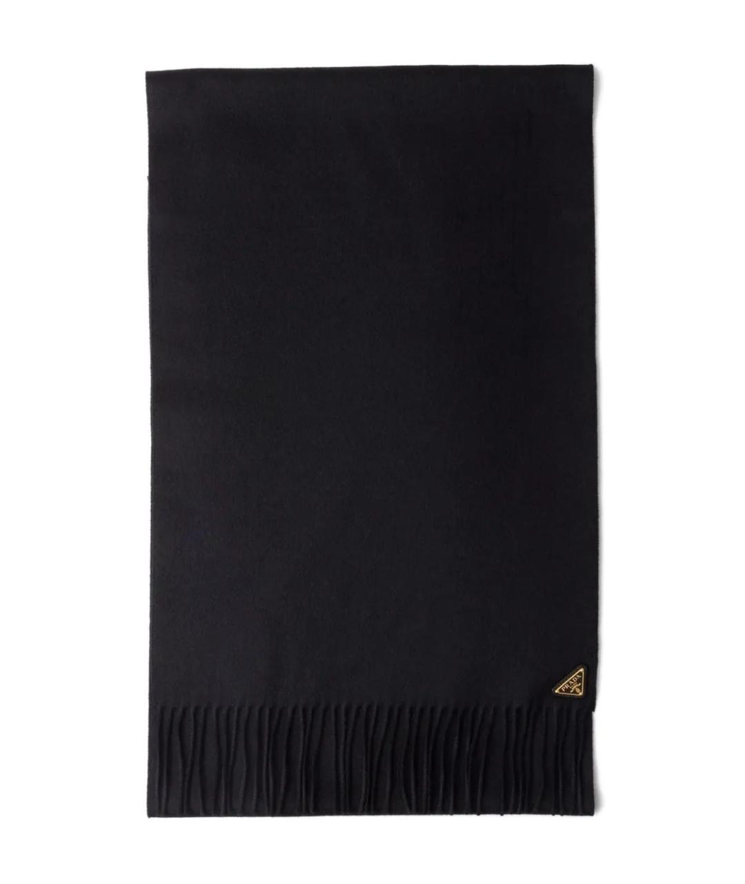 PRADA Черный шелковый шарф, фото 1