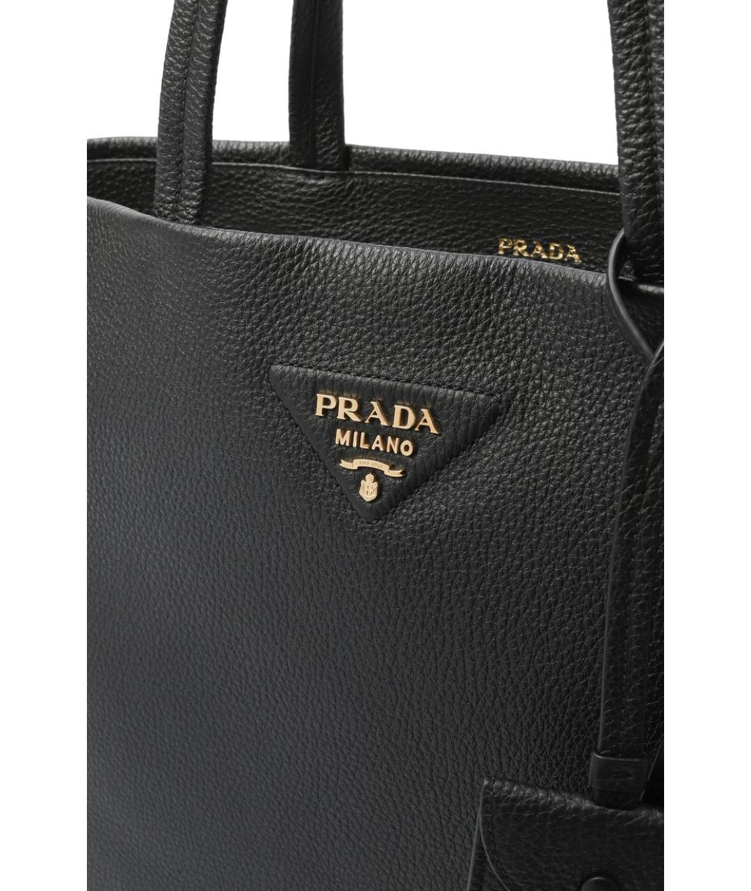 PRADA Черная кожаная сумка тоут, фото 3
