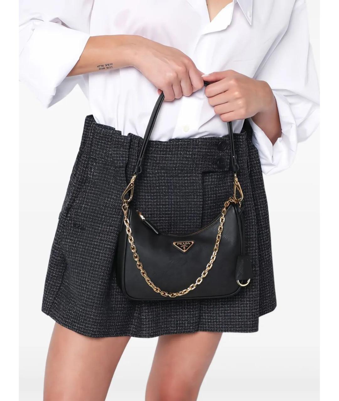 PRADA Черная кожаная сумка через плечо, фото 2
