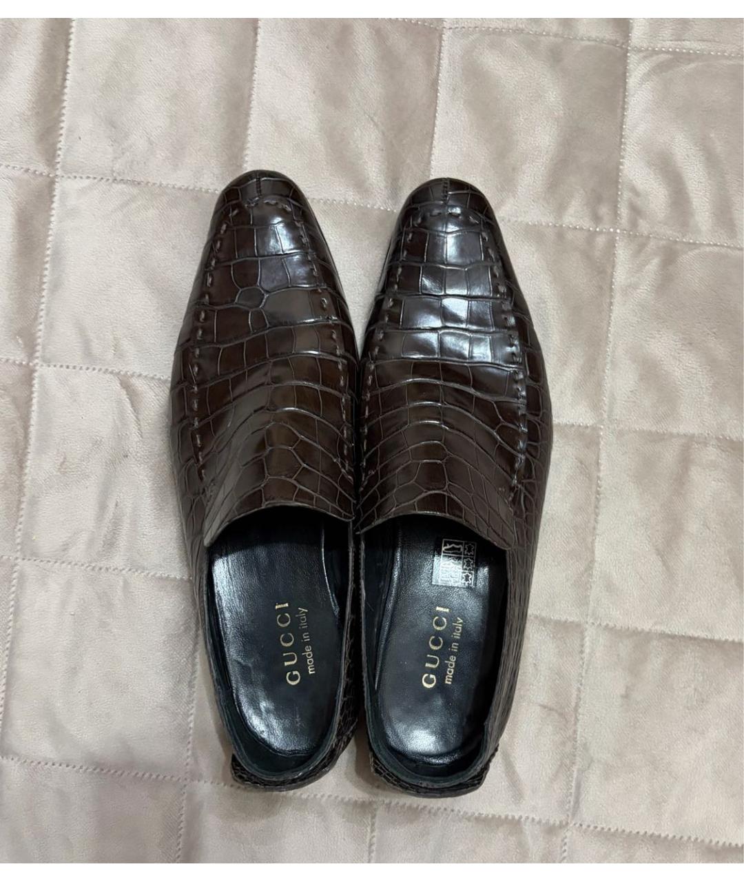 GUCCI Коричневые лоферы из экзотической кожи, фото 5
