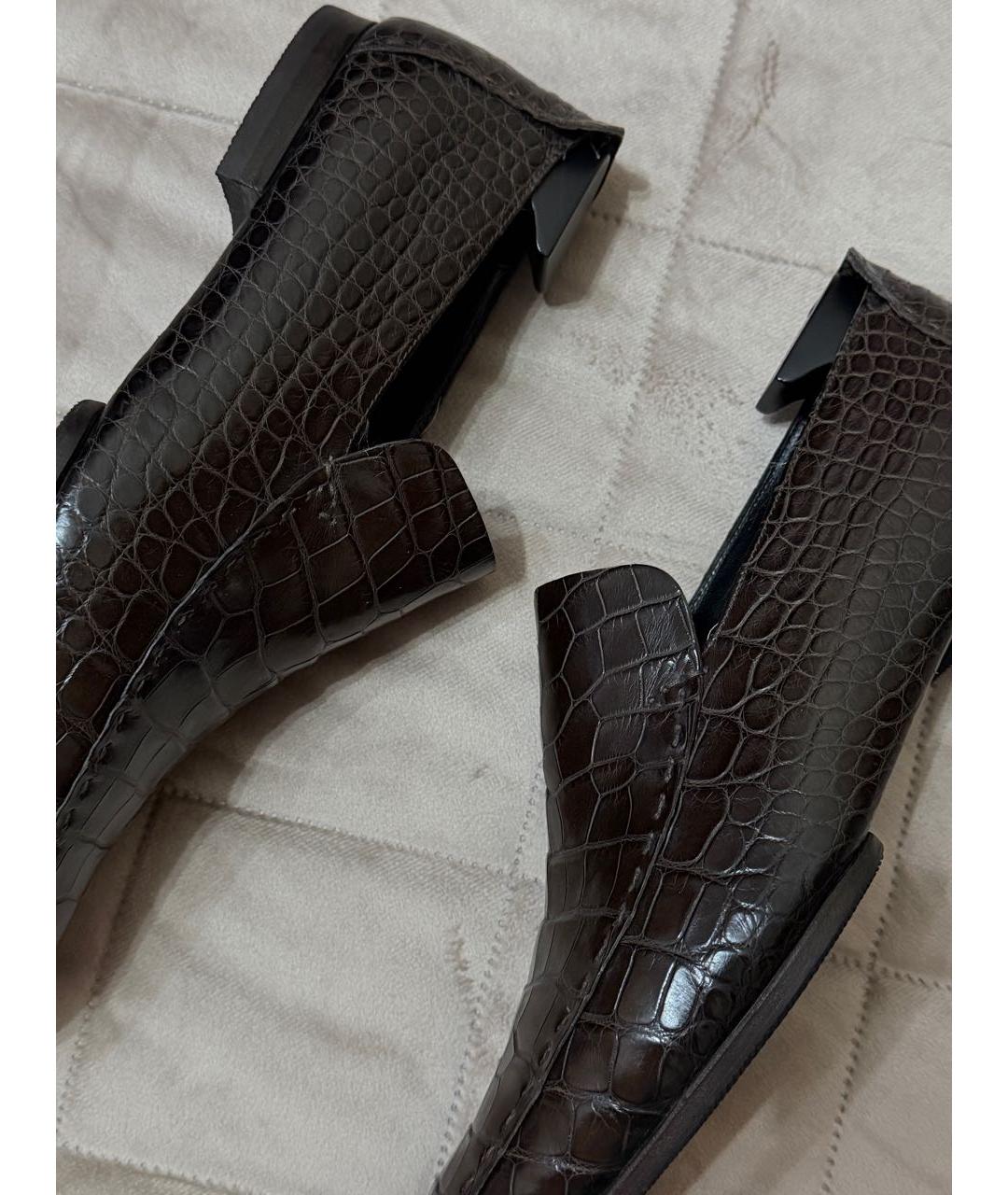 GUCCI Коричневые лоферы из экзотической кожи, фото 4