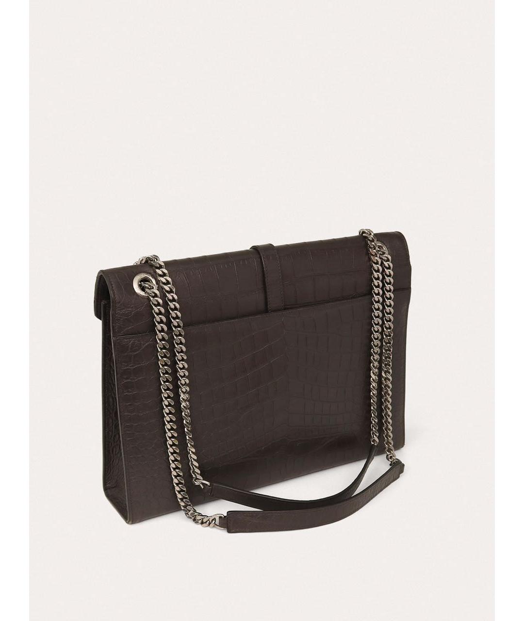 SAINT LAURENT Коричневая кожаная сумка через плечо, фото 6