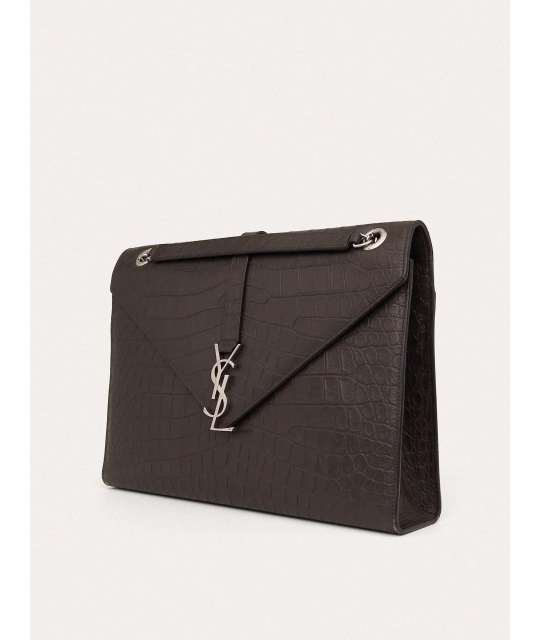 SAINT LAURENT Коричневая кожаная сумка через плечо, фото 2