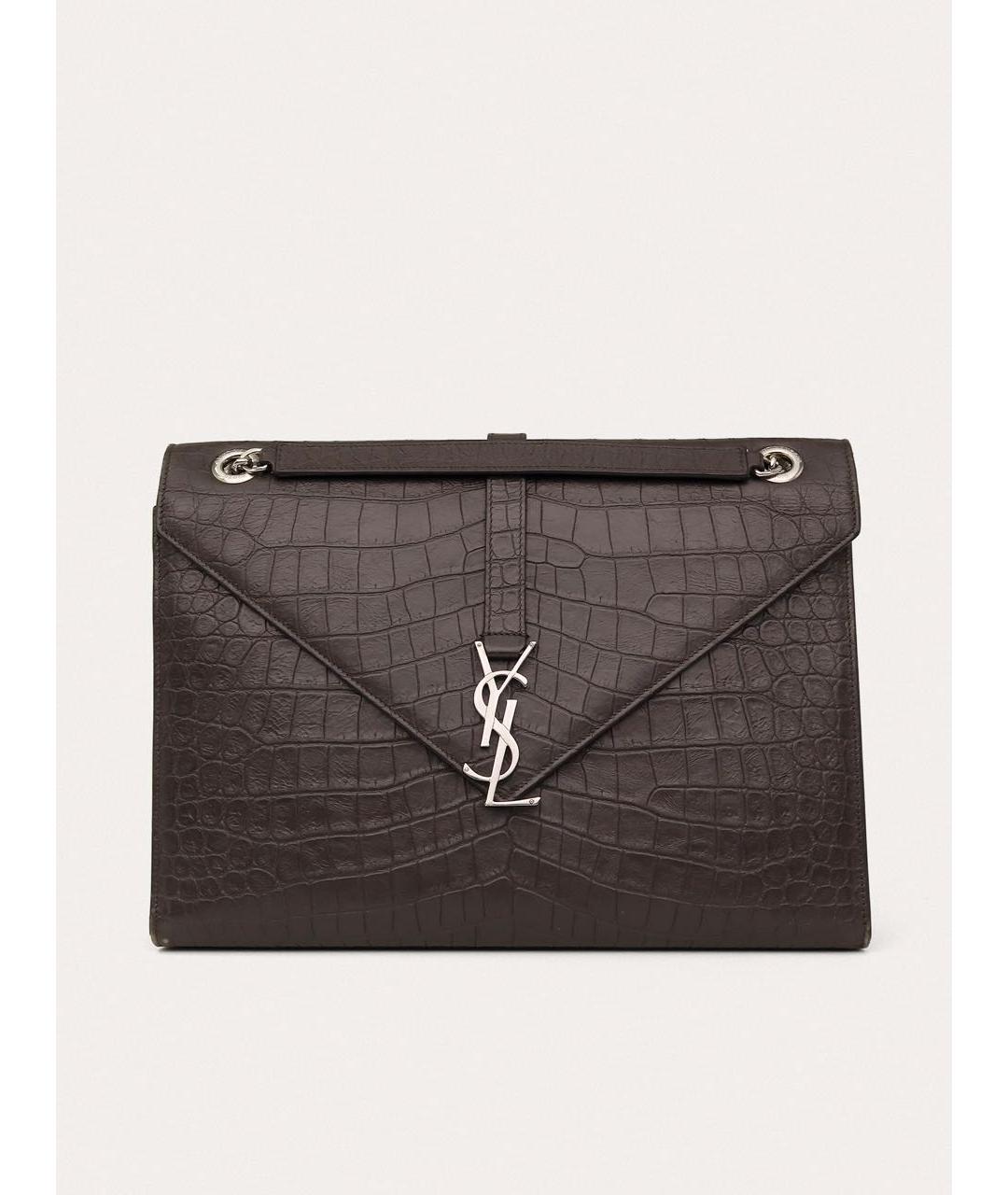 SAINT LAURENT Коричневая кожаная сумка через плечо, фото 9