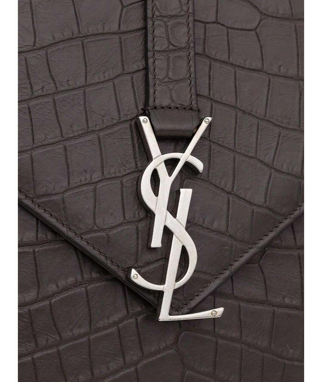 SAINT LAURENT Коричневая кожаная сумка через плечо, фото 7