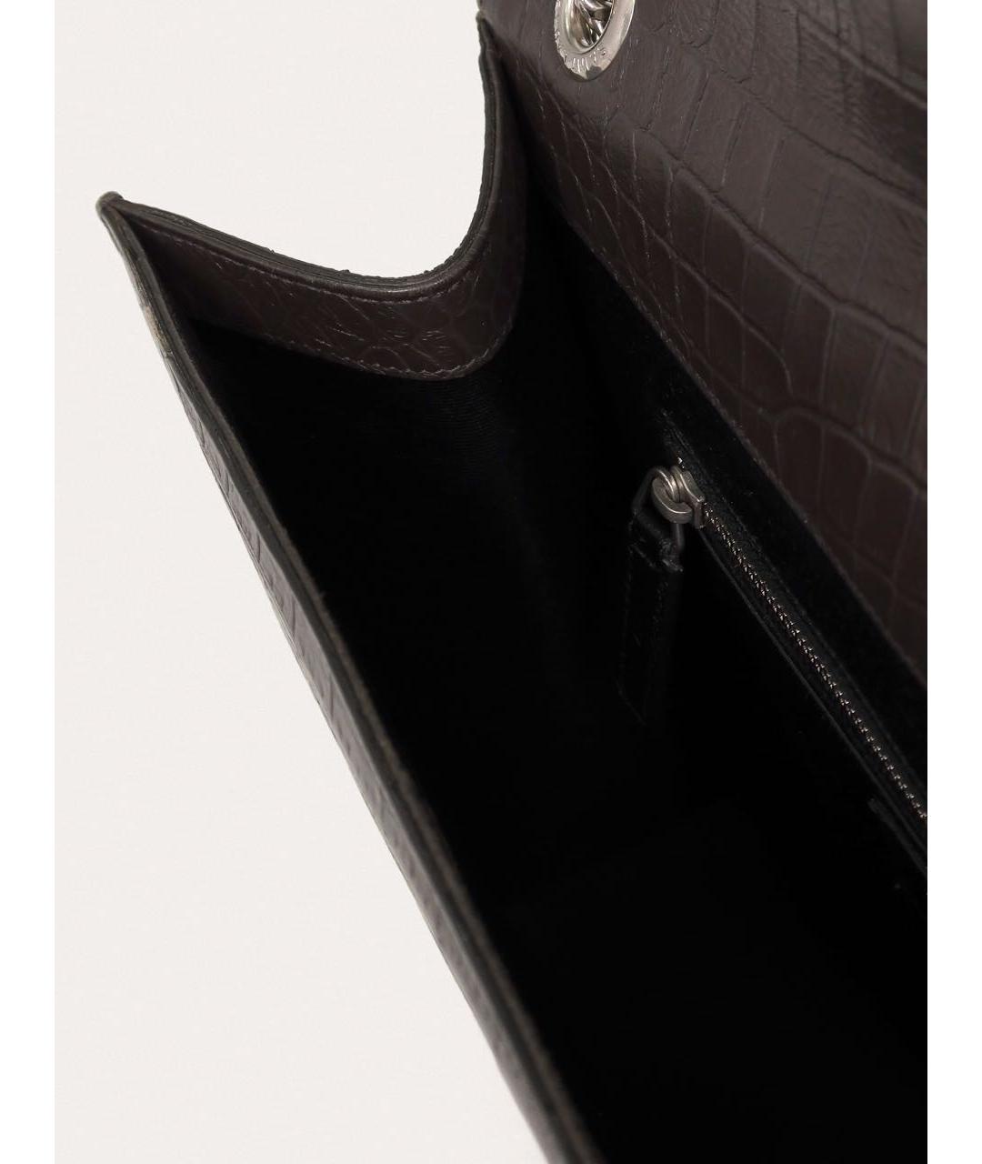 SAINT LAURENT Коричневая кожаная сумка через плечо, фото 4