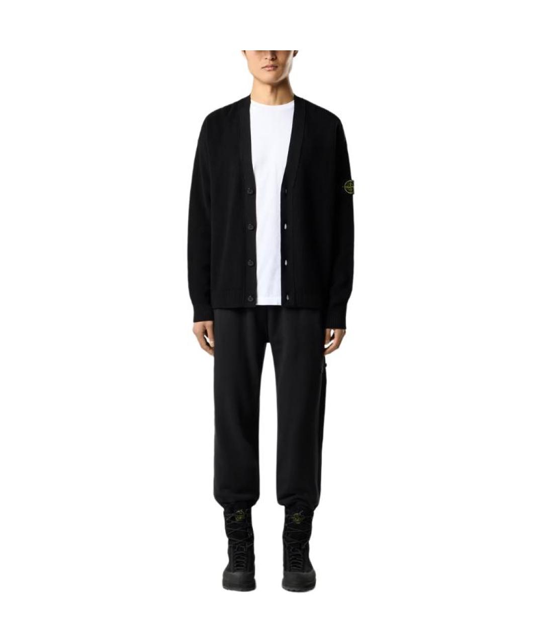 STONE ISLAND Черный шерстяной кардиган, фото 3