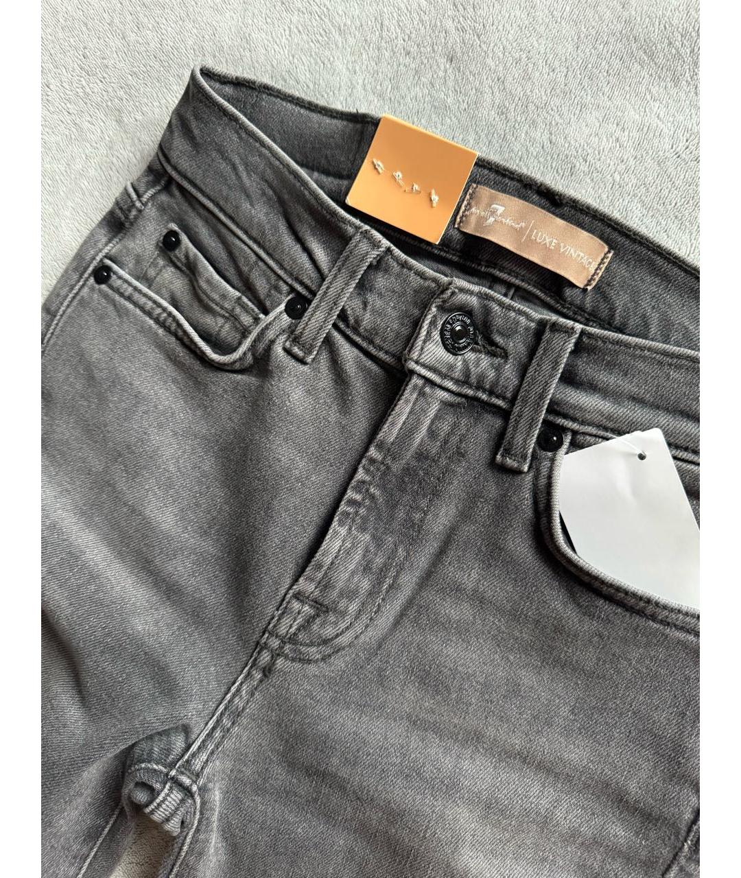 7 FOR ALL MANKIND Серые хлопко-эластановые прямые джинсы, фото 4