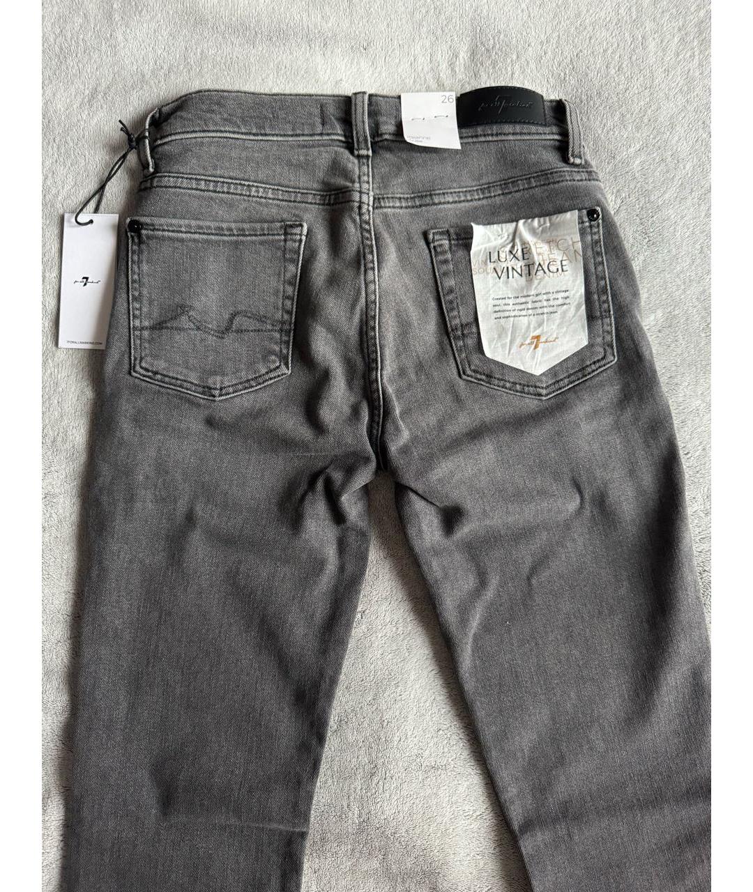 7 FOR ALL MANKIND Серые хлопко-эластановые прямые джинсы, фото 5