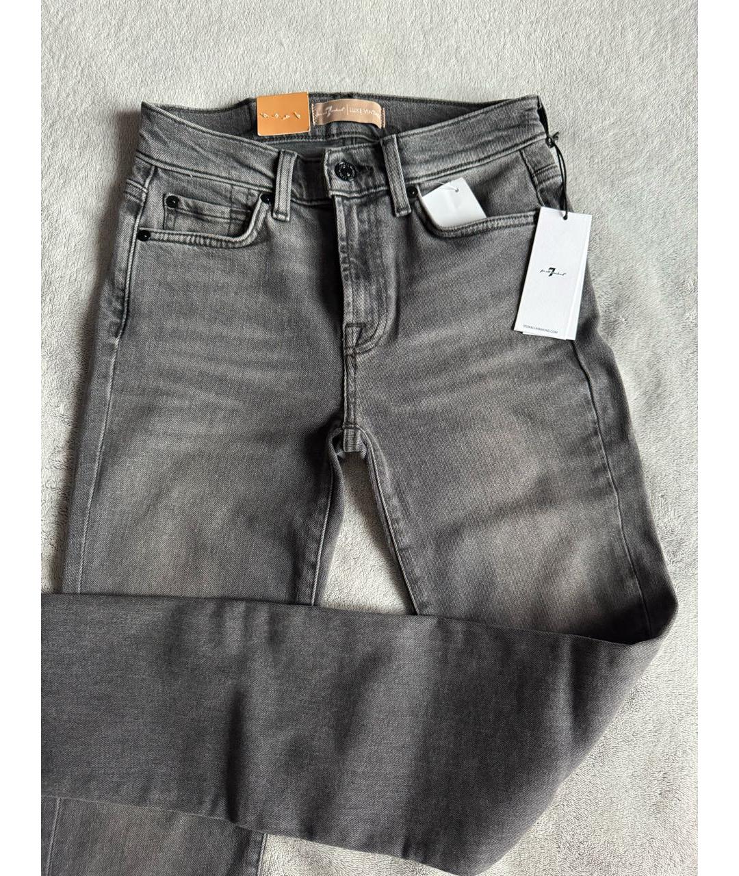 7 FOR ALL MANKIND Серые хлопко-эластановые прямые джинсы, фото 2