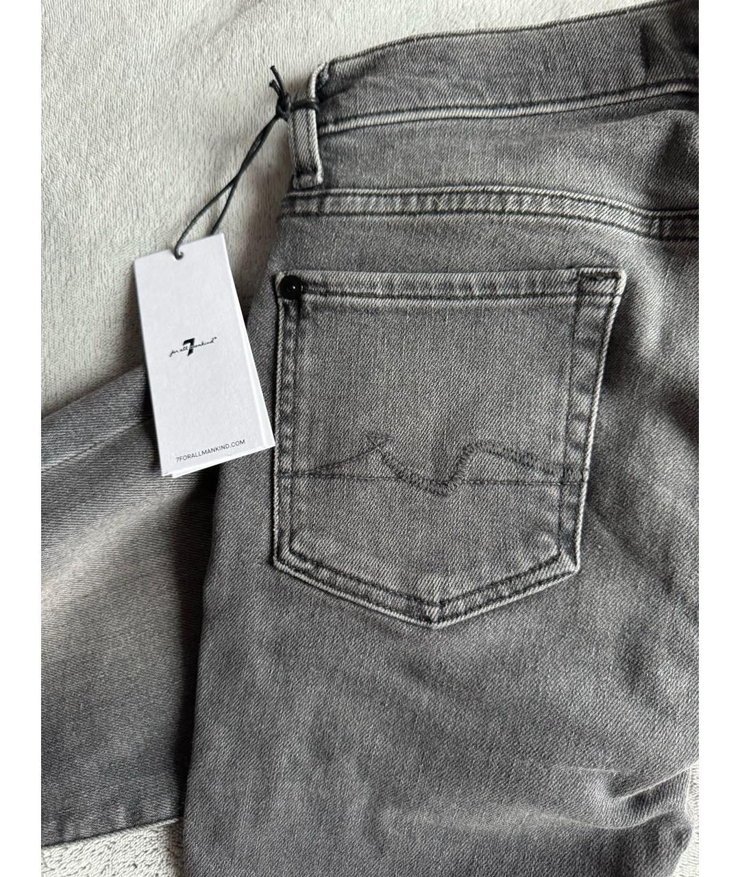 7 FOR ALL MANKIND Серые хлопко-эластановые прямые джинсы, фото 3