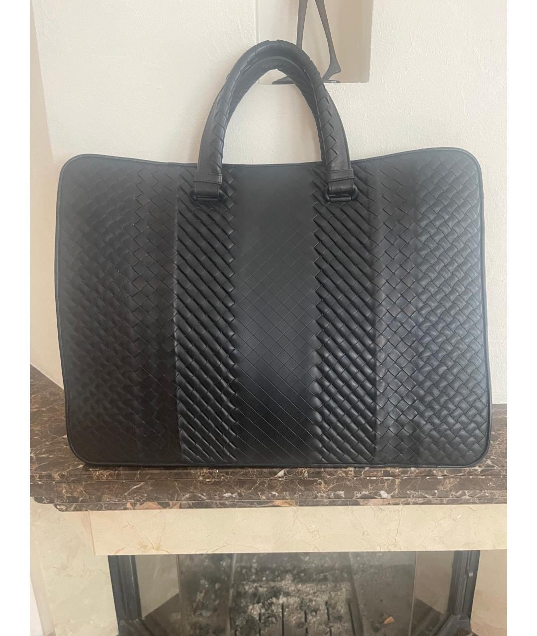 BOTTEGA VENETA Черный кожаный портфель, фото 4