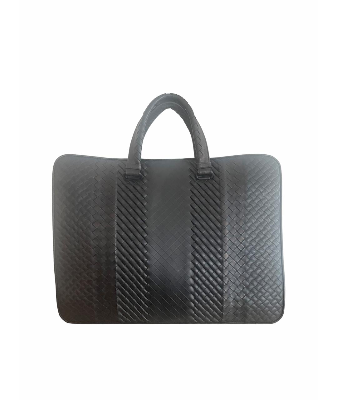 BOTTEGA VENETA Черный кожаный портфель, фото 1