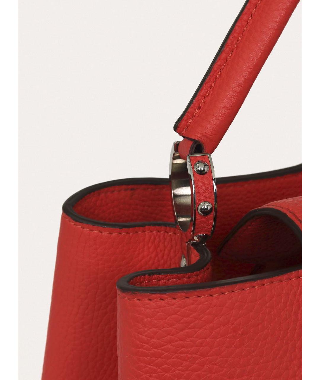 LOUIS VUITTON Красная кожаная сумка с короткими ручками, фото 7