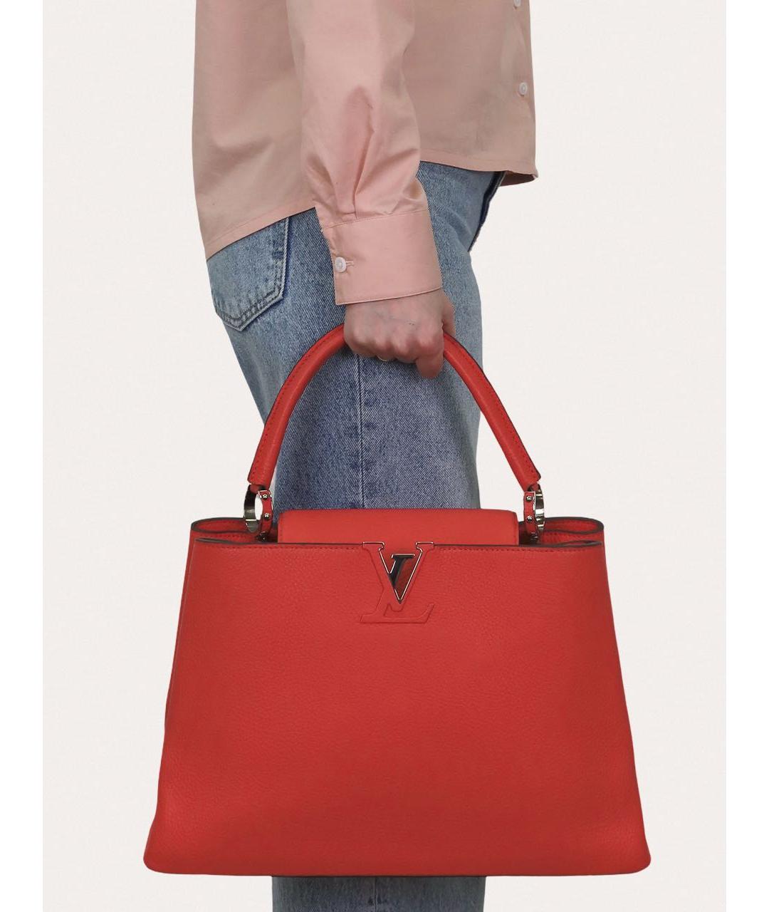 LOUIS VUITTON Красная кожаная сумка с короткими ручками, фото 8