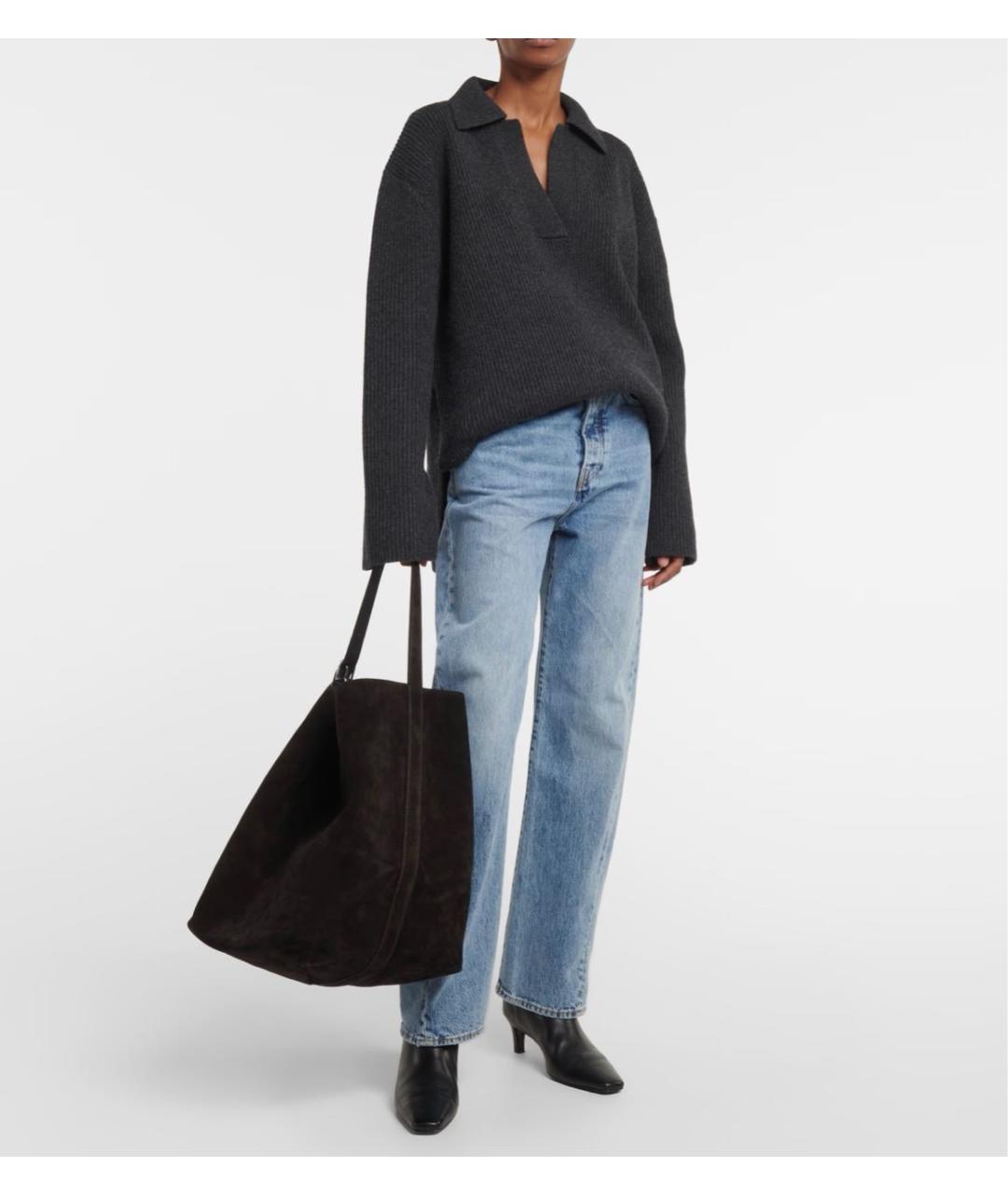 TOTEME Коричневая замшевая сумка тоут, фото 4