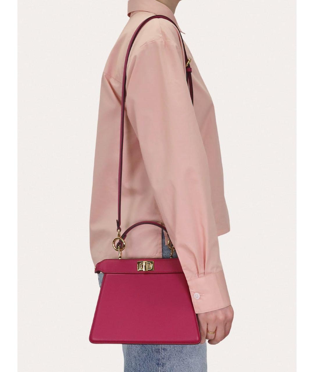 FENDI Фуксия кожаная сумка через плечо, фото 8